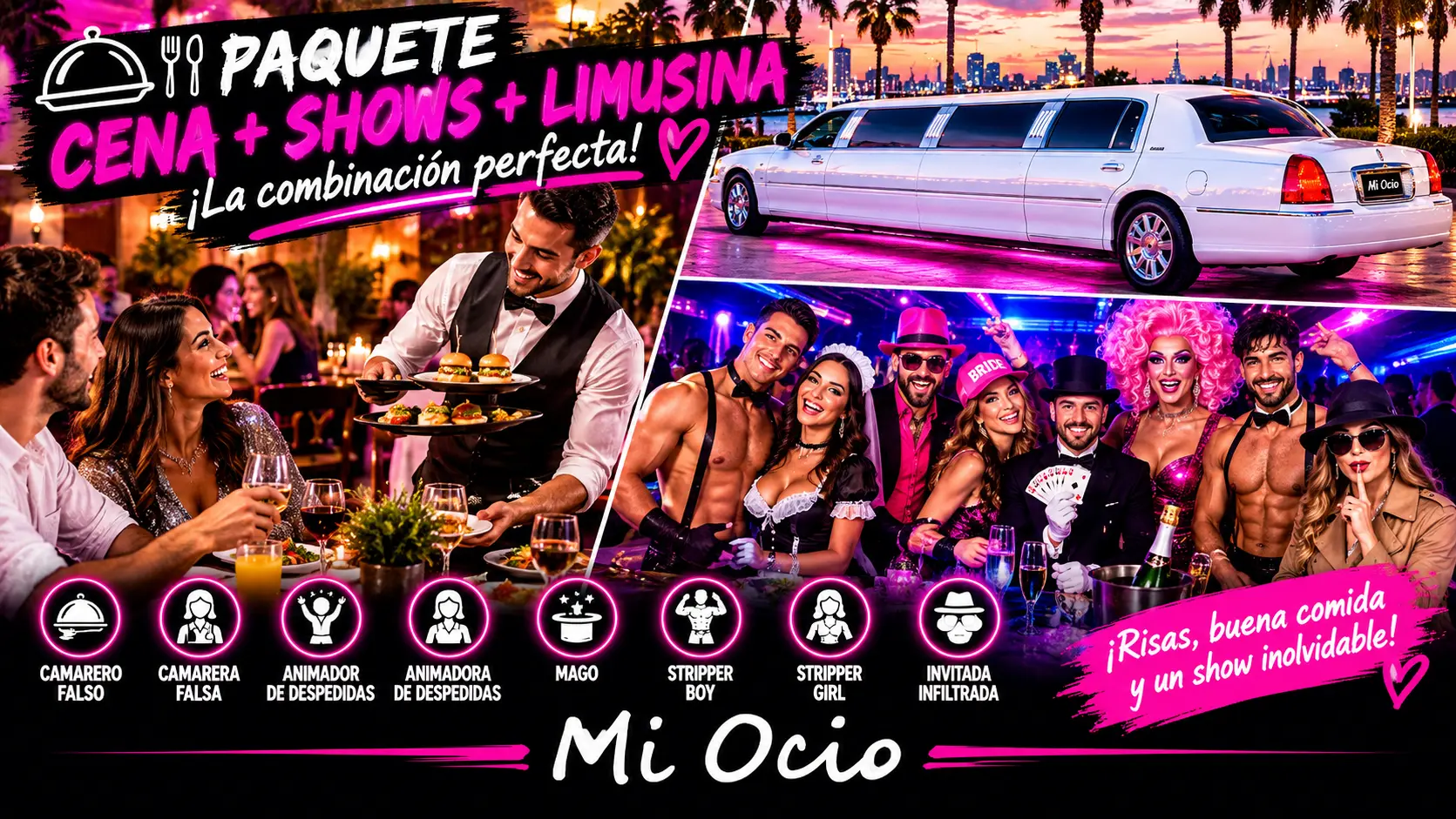 Show de humor con cena y limusina en Barcelona