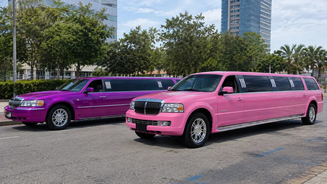 Pack de 2 limusinas en Barcelona, lila y rosa, para 20 personas en promoción