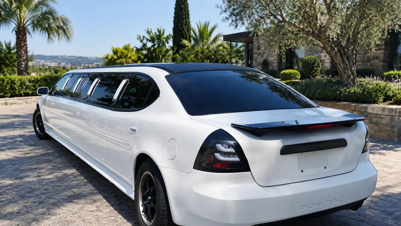 Limusina Pontiac Blanca en Barcelona lista para eventos
