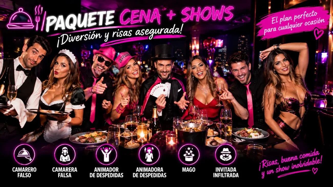 Paquete cena y show con una experiencia de entretenimiento, buena comida y espectáculo para disfrutar de una noche divertida e inolvidable.