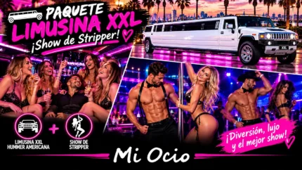 Paquete limusina XXL Hummer americana blanca con show de stripper
